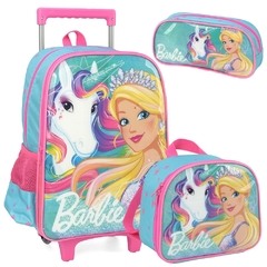 Kit Mochila Rodinhas Oficial BARBIE UNICÓRNIO - Luxcel Verde