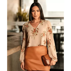 Blusa Cropped Sara estampa Floral - Donna Ritz