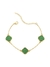 PULSEIRA TREVO VERDE FOLHEADA OURO 18K