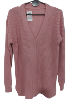 Sweater Rosa Tejido Cuello V