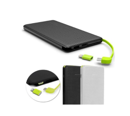 POWER BANK 10000 MAH MICRO USB COM ADAPTADOR TYPE-C e IPHONE.