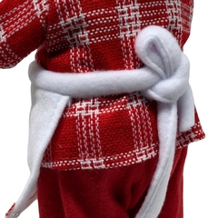 Boneco de Papai Noel Chef de Cozinha Mestre Cuca para Decoração de natal  segurando bandeja e usando avental e chapéu de cozinheiro | Enfeite natalino de Natal 2022 luxo de sala final do ano | Papai Noel realista vermelho com roupa de lã e de pele chique