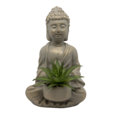 Buda em Meditação com Vaso e Folhagem - Bangkok Collection