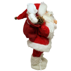 Boneco de Papai Noel para Decoração de natal equipamento de esqui segurando ursinho branco | Enfeite natalino de Natal 2022 luxo de sala final do ano | Papai Noel realista vermelho segurando saco com presentes árvore e frutas silvestres com roupa de lã e 