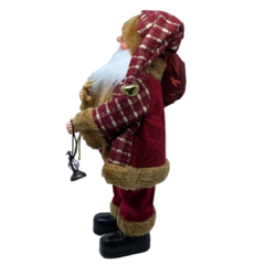 Imagem do Boneco Papai Noel Luxo com Roupa Vinho e Dourado com Bordado Dourado - 33 cm - Enfeite de Natal 2023 - Decoração Natalina Especial