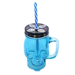 Caneca de Vidro e Canudo Caveira Pop - Live Colors - comprar online