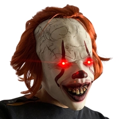 Mascara Realista de fantasia do Palhaço Pennywise com Cabelo implantados e olhos acendem em LED . Máscara de terror para fantasia luxo de Halloween  . Máscara de filme terror Halloween dia das bruxas cosplay carnaval Fantasias 