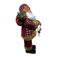 Boneco Papai Noel Luxo com Roupa Vinho e Dourado com Bordado Dourado - 33 cm - Enfeite de Natal 2023 - Decoração Natalina Especial - loja online