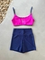 Conjunto fitness Marinho e Cor de Rosa - Top slim e short box