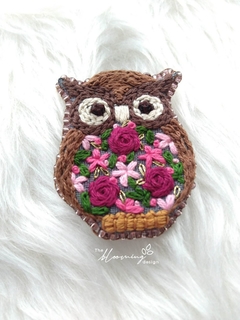 Hand Embroidered Brooch - Owl