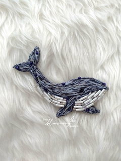 Hand Embroidered Brooch - Whale