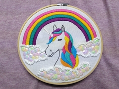 Beautiful Unicorn - Hand Embroidered Hoop (Medium)