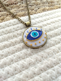 Hand embroidered pendant - Evil Eye 2 - buy online