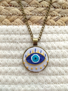 Hand embroidered pendant - Evil Eye 2