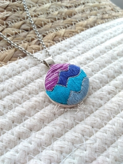 Hand embroidered pendant - Evening landscape - buy online