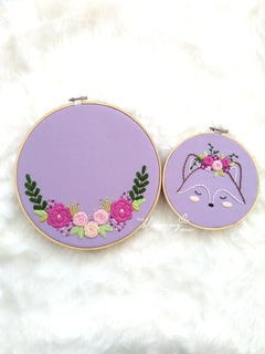 Floral hoops Duo - Flowers and Fox