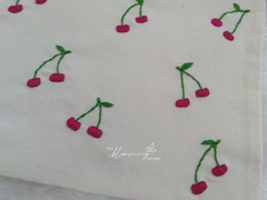 Hand embroidered pouch - Cherries on internet