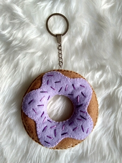 Fun donut with lilac glaze and purple sprinkles