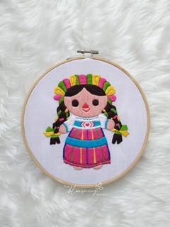 Lele Doll Hand Embroidered Hoop (Medium)