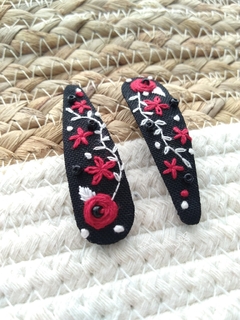 Hairclip - Red Flowers