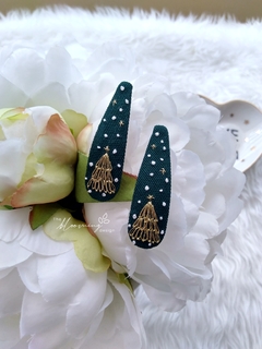 Hand Emboidered Hairclips - Christmas Tree on internet