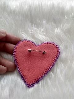 Broche bordado a mano - Ojo Turco Corazón Lila - comprar en línea