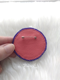 Hand Embroidered Brooch - Moon with Pearly Cloud - buy online