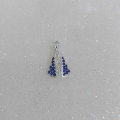 Pingente Nossa Senhora Aparecida com Zircônia Azul 1cm - Ondazul