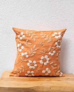 ALMOHADON LINO FLORA NARANJA - comprar online