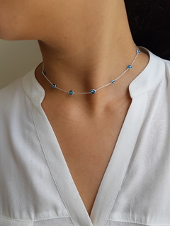 Choker Olho Grego Azul Claro -  Luz Lua Joias | Joias e Semijoias