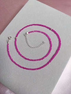 Choker Cristais Rosa Pink