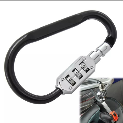 Linga y candado para casco de moto. Elegante, negro, PIN con combinación  difícil, dispositivo de bloqueo de mosquetón que asegura el casco (y