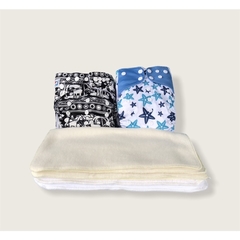Kit “quero experimentar” contendo 2 fraldas de pano ecológicas modernas + 4 absorventes de 6 camadas de moletom - comprar online