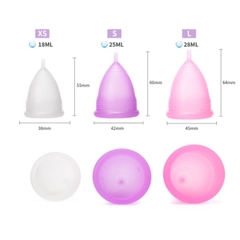 Coletor menstrual de silicone médico tamanho XP (XS), P(S) ou G(L) na internet
