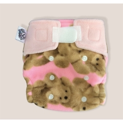 Imagem do Kit com 7 fraldas de pano ecológicas tamanho recém nascido + 10 absorventes de melton/moletom (estampas a escolher)