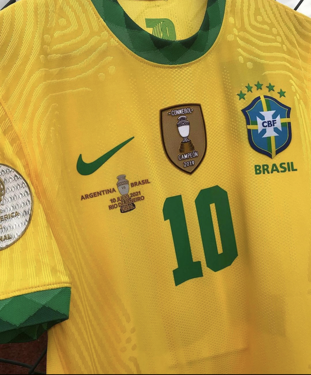 brasil home jogador 19/20 amarelo patch copa america