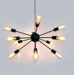 Luminária Lustre Pendente Sputnik Átomo Preto Design 10 Lampadas - comprar online