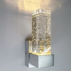 Arandela Cristal Quadrada Com Bolhas Dourado 3 Cores Bivolt - - comprar online