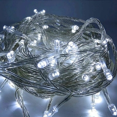Pisca Fixo 100 Lâmpadas LED Branco Frio - Fio Transparente - Center Comp Led