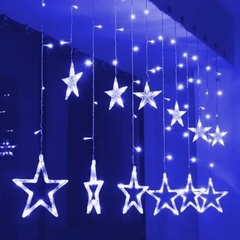 Imagem do Cascata 138 Led De Estrela 8 Funções Azul Dec.natal 110v