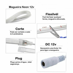 Mangueira Led Neon IP67 12V Branco Frio 5m - Center Comp Led