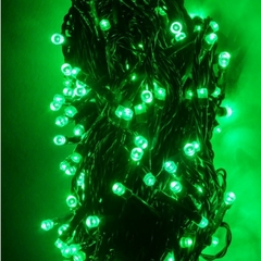 Pisca Fixo 100 Lâmpadas LED Verde - Fio Verde - Center Comp Led