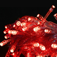 Pisca Fixo 100 Lâmpadas LED Vermelho - Fio Transparente - loja online