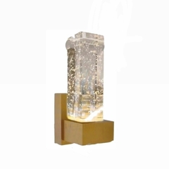 Arandela Cristal Quadrada Com Bolhas Dourado 3 Cores Bivolt -