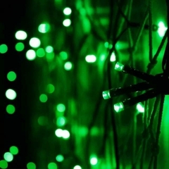 Pisca 8 Funções 100 Lâmpadas LED Verde - Fio Verde Emendável - Center Comp Led