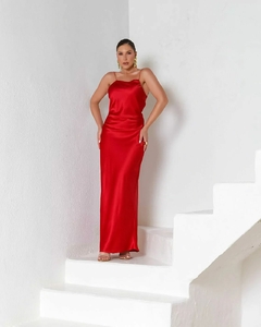 Vestido Longo Cetim Vermelho