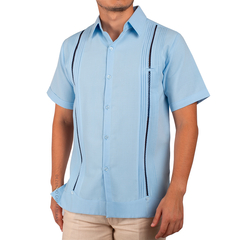 Camisa Guayabera Yucateca De Lino Para Hombre Mod. Celestun Mc Azul cielo