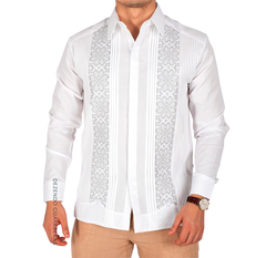 Guayabera Yucateca Bordada En Punto De Cruz. Mod. Dzidzantún