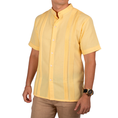 Camisa Guayabera en lino Yucateca En Cuello Mao Modelo Chapap