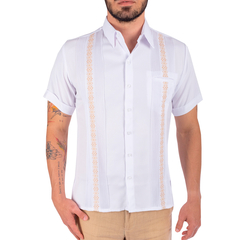 Guayabera Yucateca De Lino Seda Bordada Mod Calatmul